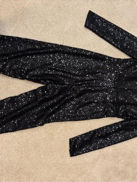 Halogen Black Sequin Long-Sleeve Jumpsuit - Picture 4 of 4